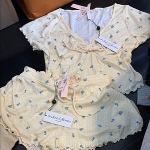 For Love & Lemons Floral Yellow Sleepwear Set